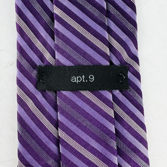 Apt 9 Purple Gray Stripes Necktie Tie 100% Imported Silk Made in USA - Picture 4 of 5